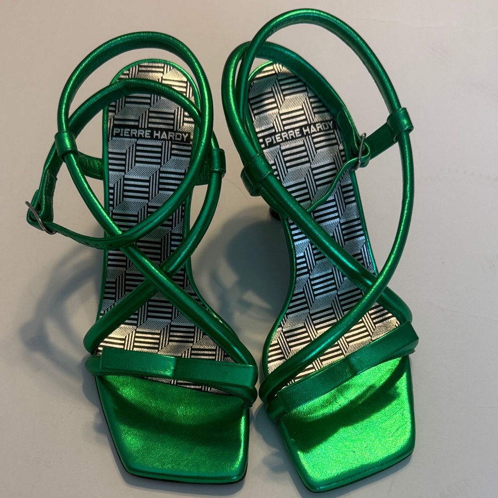 Pierre Hardy Emerald Metallic Strappy Sandals
